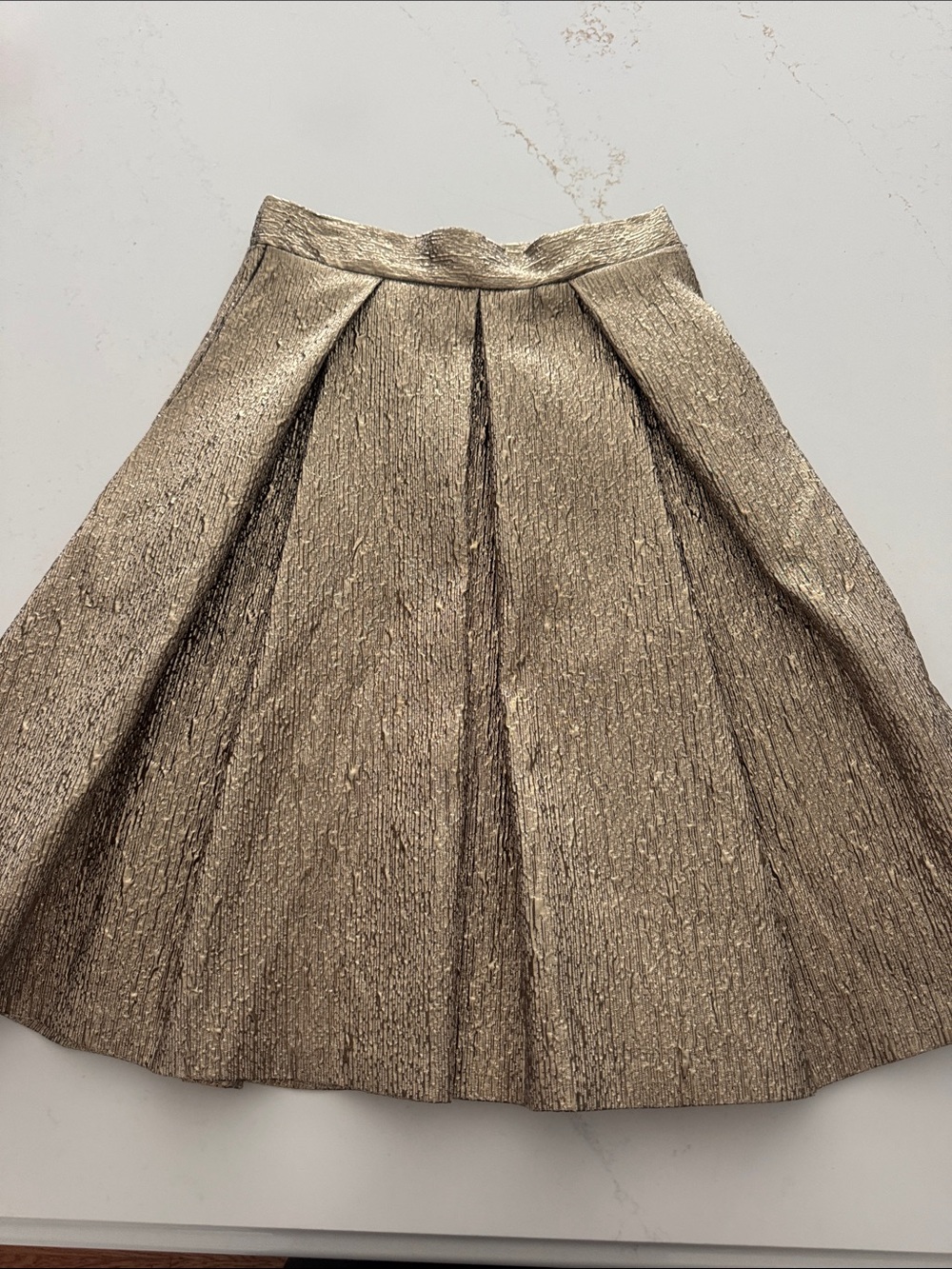 Eliza J Metallic Textured A-Line Skirt in Gold